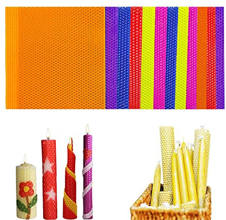 MasBekTe 12-teiliges Bienenwachs-Bastelset für Kerzen zum Selbermachen, für Partys, Rollkerzen, Bienenwachs, Kerzenherstellungsset, handgefertigte Bienenwachsbögen