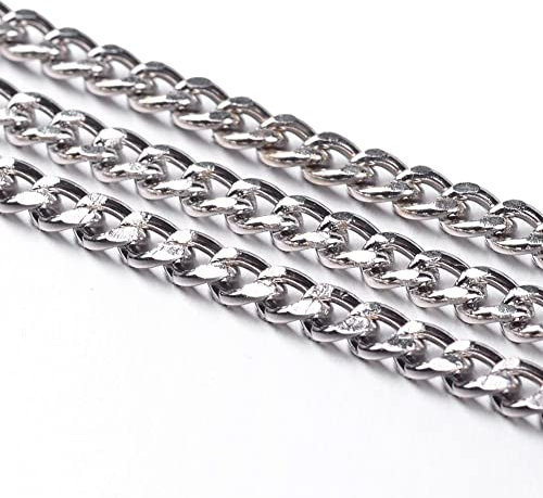 Catena a maglia marina da 3 m, catena a maglia barbazzale, di metallo, ad anello tondo, 3 mm, al metro, per la creazione di gioielli, collane e bracciali, colore argento anticato