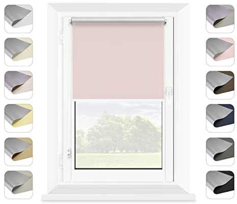 Mardom Thermo Rollo ohne Bohren Rosa, 57.5x150 cm | Stoffbreite: 53.5 cm, Verdunklungsrollo Innen mit Click-System, Sonnenschutz, Klemmfix Fensterrollo Blackout