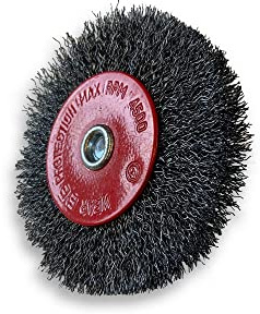Kibros Brosse rot. circ. acier dur Ø 100 mm 18 mm 3 rangs tige | Pour perceuse ou visseuse à mandrin, fil acier dur Ø 0,30 mm, décapage brossage ébavurage.