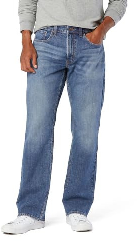 Levi Strauss Signature Gold Men's Relaxed Fit Flex Jeans, Hazy Horizon-Stretch Waistband, 36Wx32L