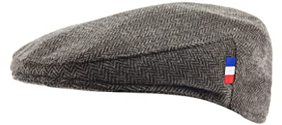 Españolitas Cap Französische Flagge Herbst Winter Handwerk Handgenäht Baskenmütze für Herren, braun, 56