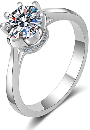 ANAZOZ Ring 925 Silber Damen, Trauringe Damen Personalisiert Größe 53 (16.9) Kronenring mit Zirkonia 6,5 mm