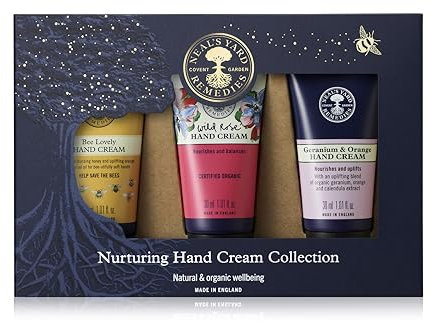 Neal's Yard Remedies Nurturing Hand Cream Gift Set, With Bee Lovely, Wild Rose, Geranium & Orange, Cruelty-Free, Set of 3
