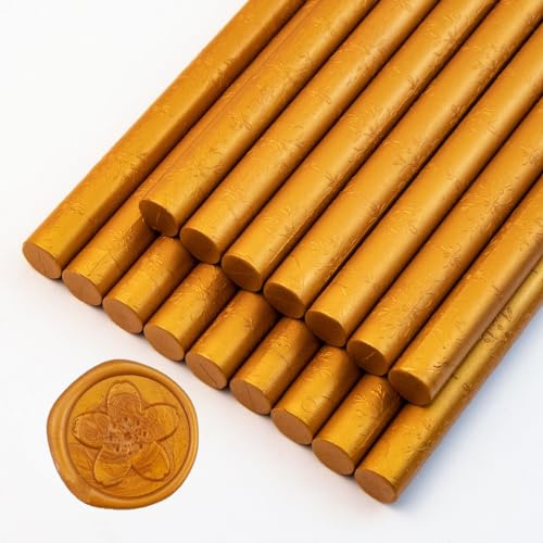 Wachs-Siegel-Sticks, Ioggtser 16 Stück Klebepistole Wachs-Siegel-Sticks für Wachs-Siegel-Stempel, Siegel-Wachs-Sticks für die Herstellung exquisiter Wachs-Siegel(Amber Gold)