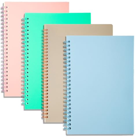 GOOKALA A5 spiralfodrat anteckningsblock, 4-pack spiralbundna anteckningsböcker trådbundna anteckningsböcker 80 ark (160 sidor)/per paket A5 skissbokreportrar anteckningsblock för kontor resa skola