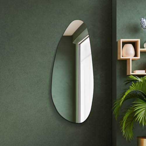 MirrorOutlet The Lacuna - Large Frameless Pond Wall Mirror 55 X 23 (140cm X 58cm) Silver Mirror Glass On A Black Backing.