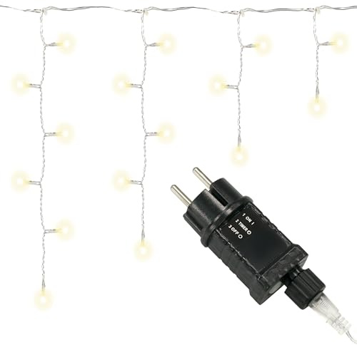 Nipach Eisregen-Lichterkette 600 LED Leuchtfarbe warm weiß mit Funktionen + Trafo Timer 120 Stränge