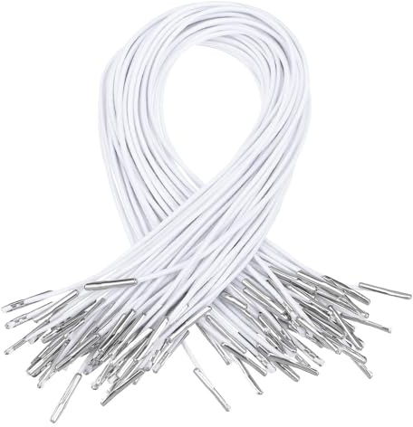 STOBOK 50pièces Cordon Élastique À Barbes Métalliques Ficelle Ronde Extensible pour Fabrication De Masques Artisanat Et Affichage Blanc