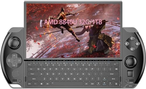 GPD Win 4 2024, Portable Handheld Game Console 6 Touchscreen 1920X1080 Mini Laptop UMPC Win 11 CPU AMD Ryzen 7 8840U 32GB LPDDR5 RAM/2TB M.2 NVMe 2280 SSD （Black）