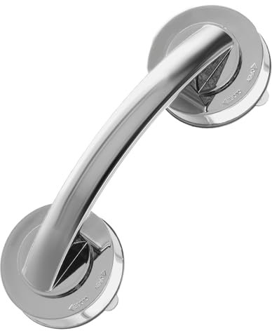 1Pcs Cup Wall Handrail, Suction Cup Door Handle, Suction Grab Bars for Shower, Push Pull Armrest for Bathroom, Refrigerator Drawer Bathroom Suction (Silver)