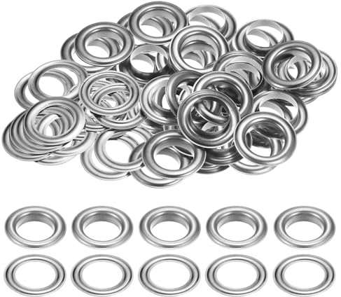 QUARKZMAN Grommet Werkzeug Kit 17mm Tülle 40 Sets Ösen Scheiben Ösenzange Set Planenösen Rostfrei Silber Schlagösen mit Box für Planen Leder Stoff Vorhang Poolabdeckung Kleidung, Silber