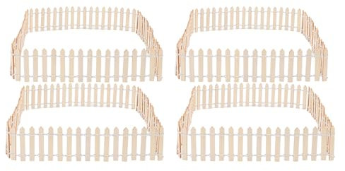 JTLB 4 piezas de valla de jardín de hadas en miniatura, listones de madera, valla ornamental, accesorios de jardín, casa de muñecas, maceta suculenta (color madera natural)