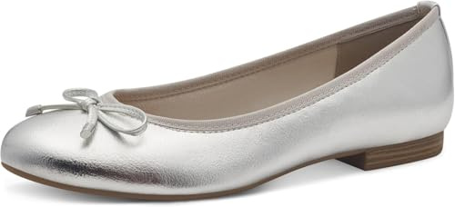 MARCO TOZZI Ballerines Femme Semelle intérieure Feel Me Souple Doublure Douce Vegan Vegan, métallique (Silver), 42 EU