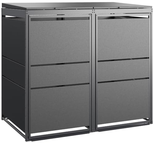 MBOX24 MODERN Mülltonnenbox 2er für Mülltonnen bis 240 Liter | Anthrazit | Mülltonnenverkleidung | Mülltonnenhaus | Mülltonnenunterstand | Mülltonneneinhausung