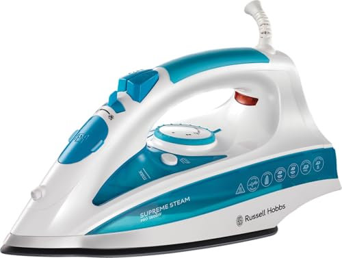 Russell Hobbs Steam Iron [2600W,210g extra steam boost, 70 g/min steam] Steam Glide Pro (300ml water tank, ceramic soleplate, self-cleaning & spray water function, anti-limescale, drip stop) 20562