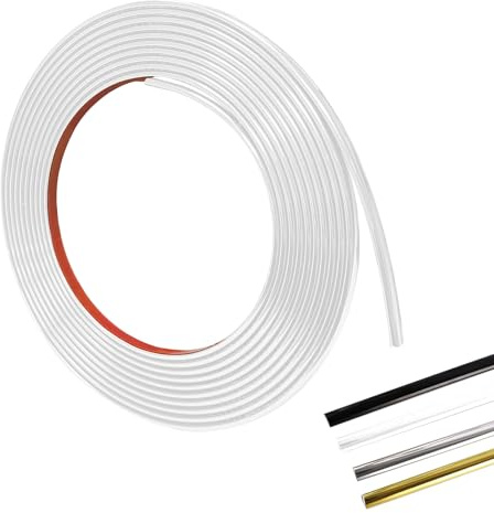 Zierleisten Selbstklebend, 8m * 8mm * 2.8mm PVC Wandleisten, geeignet für Wand, Schrank, Badezimmer, Schlafzimmer (Schwarz-8M)
