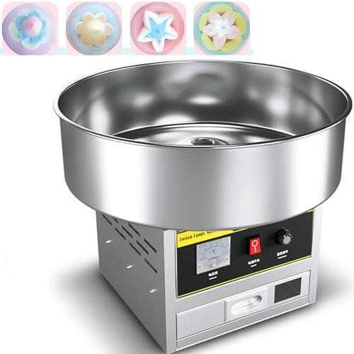 Electric Cotton Candy Machine, 1200W Stainless Steel Cotton Candy Machine, with 18 Inch Stainless Steel Bowl, Electric Cotton Candy Maker, Perfect for Home, Kids Birthday, Family Party