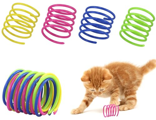 32 Stück Katze Spielzeug Cat Spring Spielzeug, Buntes kreatives Kunststoff Spiralfedern Spirale, Spielzeug Spiralfedern Neuheit Haustiere Spielzeug Bunte Spiralfedern Spring Spirale für Katze