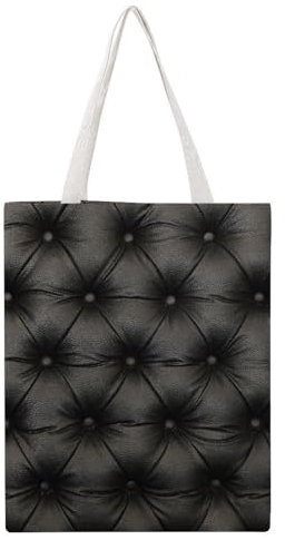 VYJLOO Schwarzes Leder Damen Shopper Canvas Handtasche Einkaufstasche Tragetasche Schultertasche Umhängetaschen 38×46cm