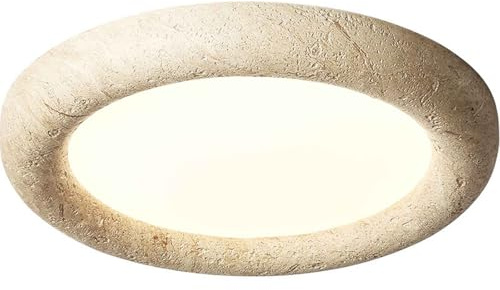 MCWYH Plafoniera retrò giapponese Soggiorno Lampada da soffitto rotonda a LED da incasso Plafoniera in pietra naturale in marmo Lampada da soffitto in fattoria per camera da letto Cucina Sala da pranz