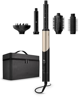 Silk'n air styler 5 en 1 - SilkyAir Flex Curly and Wavy - Brosse chauffante avec 5 accessoires - Brosse soufflante rotative, brosse volumisante, diffuseur et plus - Sèche-cheveux de 1300 W - Noir