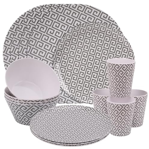 Event Decor Shop Geometric Design Melamine Dinner Set, 16-Piece