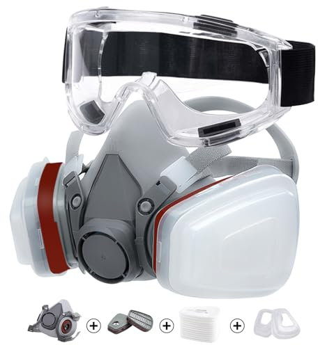 Maschera respiratoria, antipolvere di sicurezza, copertura del viso, copertura del viso, maschera antigas con filtro, per vernice, polvere e formaldeide, levigatura, lucidatura, spruzzatura e altri