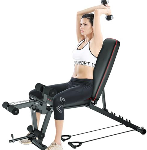 Verstellbare Bank, Mehrzweck-Hantelbank für Zuhause, Fitnessstudio, Ganzkörpertraining, schnell zusammenklappbare Neigung/NeigungBlack,48 * 118 * 111CM