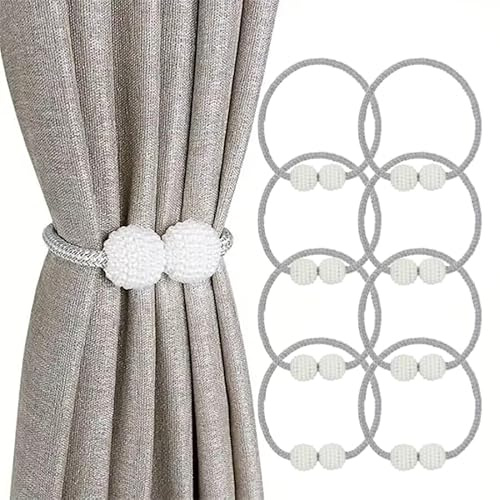 JCFINE 8 Pack Magnetic Curtain Tiebacks, Curtain Tiebacks Buckles Holdbacks Holders for Home Bedroom Office Decorative Curtain (Grey)