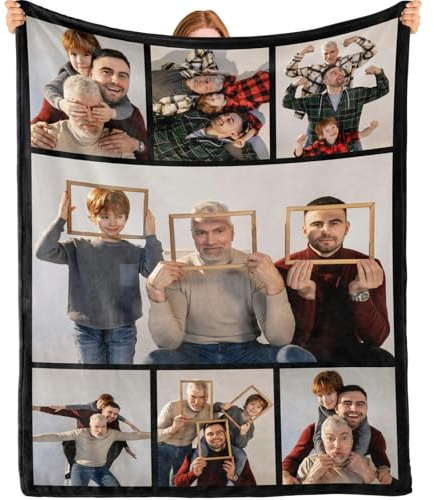 Bemaystar Personalisierte Decke mit Fotos, Personalisierung, Muttertagsgeschenke, Vatertagsgeschenke, Personalisierte Decke als Geschenk für Weihnachten