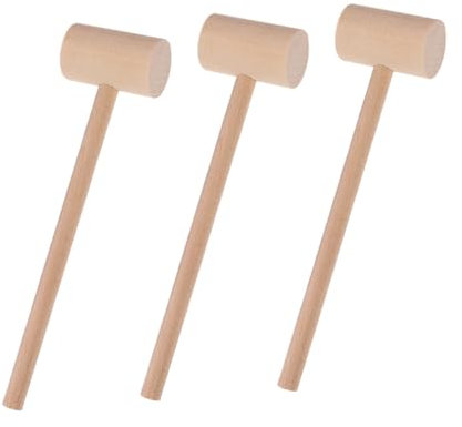 3pcs Wooden Crab Mallets Khaki Wood Shellfish Hammers