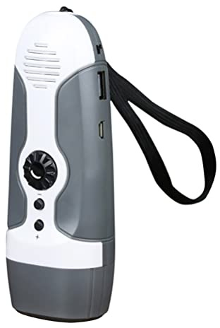 Lampe de Poche Dynamo à Manivelle avec Radio FM, Alarme et USB – Lampe LED Rechargeable pour Camping, Urgences et Coupures de Courant