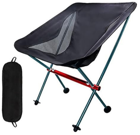 Leichter tragbarer faltbarer Campingstuhl für Erwachsene, kompakter Aluminium-Strandstuhl, ideal zum Wandern, Angeln, Picknicks, unterstützt 150 kg, schwarzer Outdoor-Rucksackstuhl