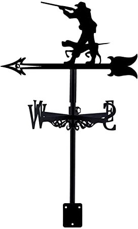 KJSHXYG Veleta de Metal para Cazador y su Perro, indicador de dirección del Viento con Soporte en el Techo, Veleta para jardín, Decoraciones de Metal, Veleta para Techo, Patio de Granja