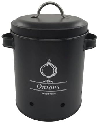 KBOLAE Farmhouse Storage Tin Pots Vegetables Storage Bin for Pantry Home Restaurant black onions
