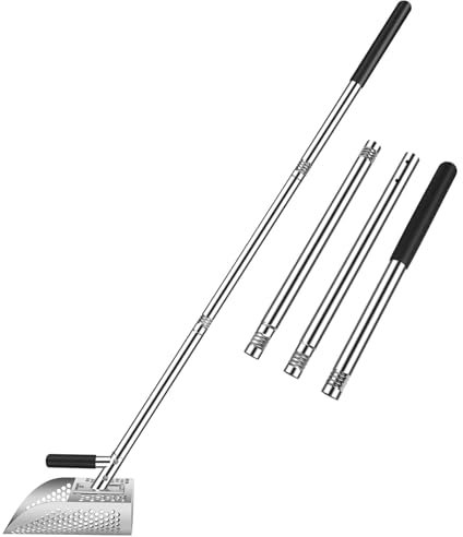 Paletta per sabbia da 47, 2'' con manico lungo, pala per metal detector, 3 sezioni, rastrello per pulci in acciaio inossidabile con testa staccabile, palette per sabbia per la rilevazione di metal