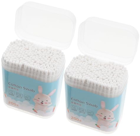 COLLBATH 400 st Cotton Swabs med Rund Spiralspets Papper Handtag Miljövänliga Bomullspinnar för Skonsam Rengöring Barnets Öron och Näsa