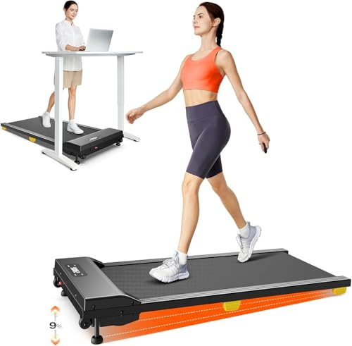UREVO Tapis de Course Motorisé Inclinable 9% avec Mode HIIT en Un Seul clic, sans Montage et Pliable, Tapis de Marche Silencieux avec Amorti Anti-Choc, Télécommande & Écran LED