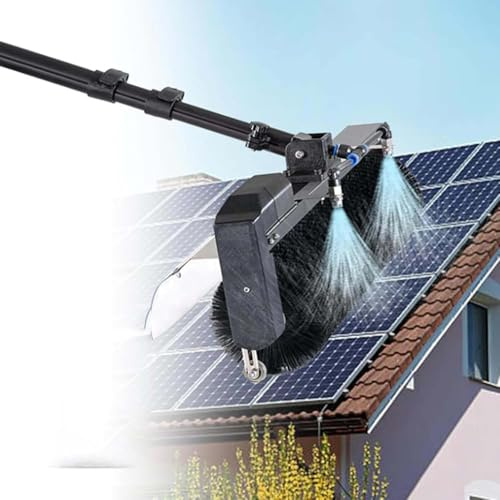 Kit di spazzole per pulizia finestre con palo estensibile alimentato ad acqua per la pulizia del pannello solare, altezza regolabile, perfetto per uso esterno, strumento di pulizia efficiente e facile