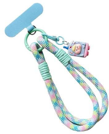 Pzuryhg Dragonne de téléphone portable pour femme - Motif dessin animé avec cordon anti-perte, porte-clés pour filles, voyages, sports, shopping, marche, plage, camping, bleu, Refer to