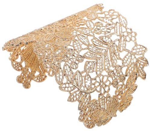 ifundom Bracelet Manchette Femme Plaqué or Dentelle Flexible Bijoux De Poignet Chic Lot De 2 Pour Mariage Fête Et Usage Quotidien 2.76X2.36X2.36In