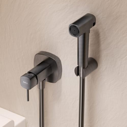Imex - Douche bidet eau froide et chaude Noir | Robinet bidet encastré pour WC Black Gun Metal | Douche hygiénique monocommande pour toilettes | Robinetterie de rechange de bidet | Série Firenze