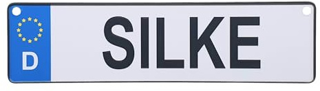 Albatros GmbH Autokennzeichen, Alu Namensschild Silke mit 2 Saugnäpfen, Kennzeichen, Personalisiertes Nummernschild für Auto, LKW, Kinderzimmer, Bobbycar, Kettcar oder zur Geburt von Silke