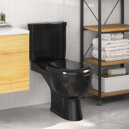 Toilette design moderne avec réservoir noir, céramique élégante, double chasse 3/6L, siège à fermeture en douceur, connexion d'eau à droite et gauche