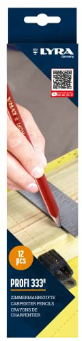 LYRA L4332101 Lot de 12 crayons de charpentier ovales de 24 cm de long pour marqueur sur bois