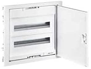 Coffret encastré 2 rangées 24+4 modules - avec porte métal extra plate blanche