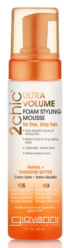 GIOVANNI- 2chic Ultra Volume Foam Styling Mousse With Tangerine And Papaya Butter- For Fine Hair (7 Fluid Ounce)
