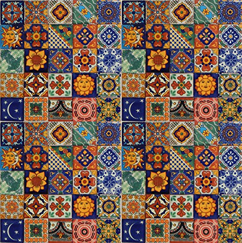 100 Hand Painted Talavera Mexican Tiles 2x2 Spanish Mediterranean Decor