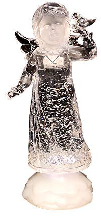 Dekohelden24 Wunderschöner LED Engel mit Glitterwirbel, ca. 23 cm